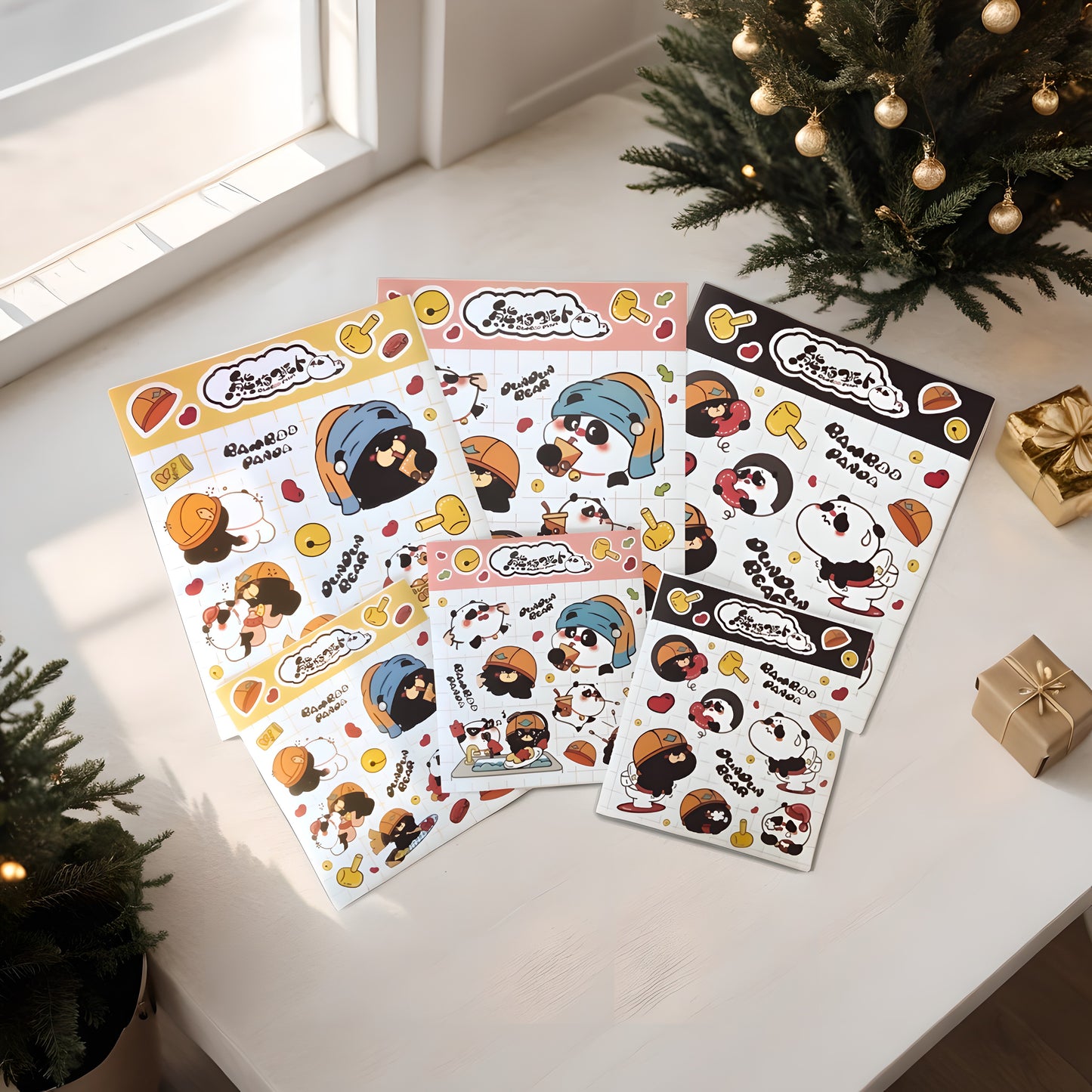 Official Bamboo Panda Cute Stickers Set | 3 Colors | 6 Sheets