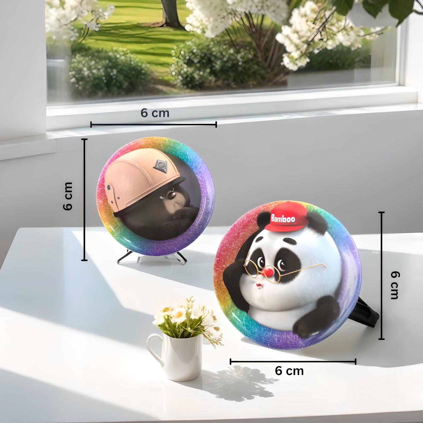 PandaYeet Official Bamboo Panda & Dundun Bear Button Badge Pins