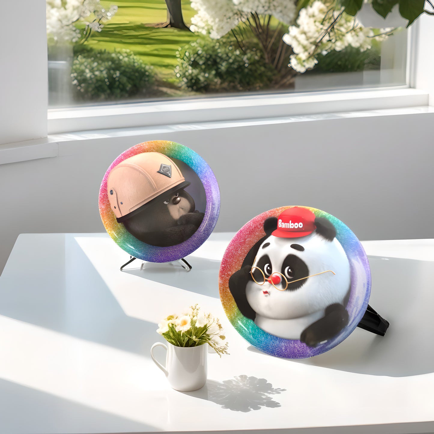 PandaYeet Official Bamboo Panda & Dundun Bear Button Badge Pins