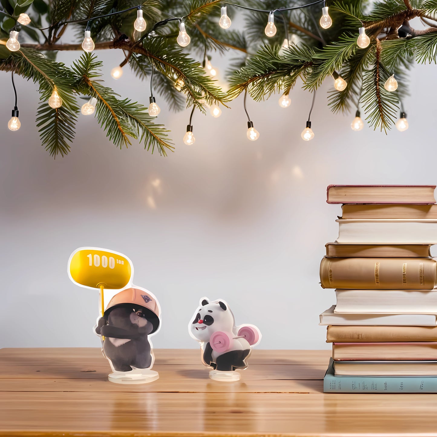 Bamboo Panda & Dundun Bear Acrylic Stand Figure | Desktop Standing Ornaments
