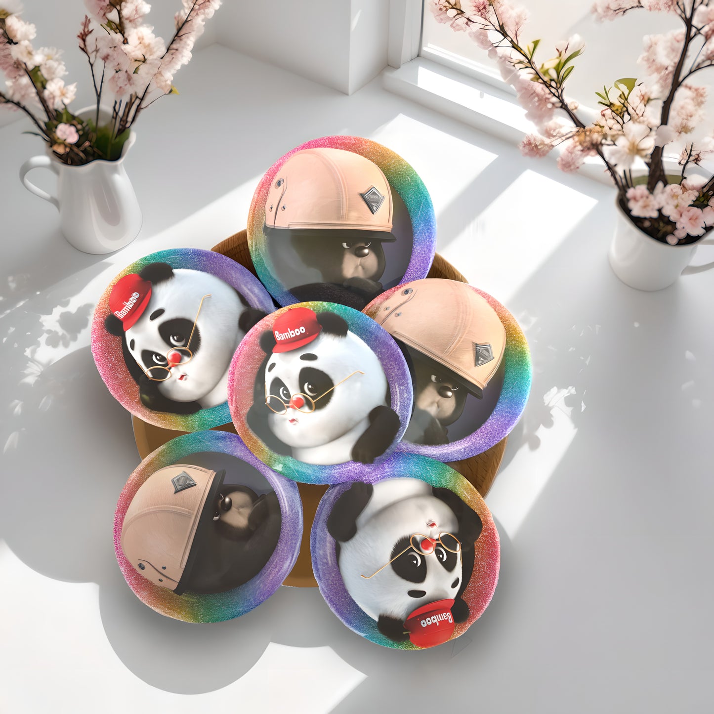 PandaYeet Official Bamboo Panda & Dundun Bear Button Badge Pins