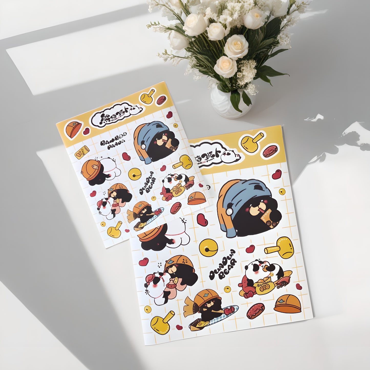 Official Bamboo Panda Cute Stickers Set | 3 Colors | 6 Sheets