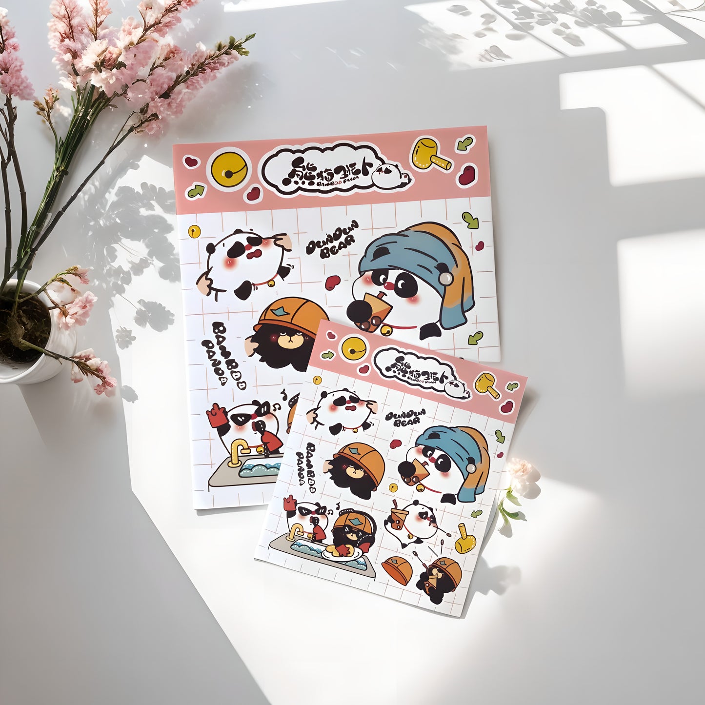 Official Bamboo Panda Cute Stickers Set | 3 Colors | 6 Sheets