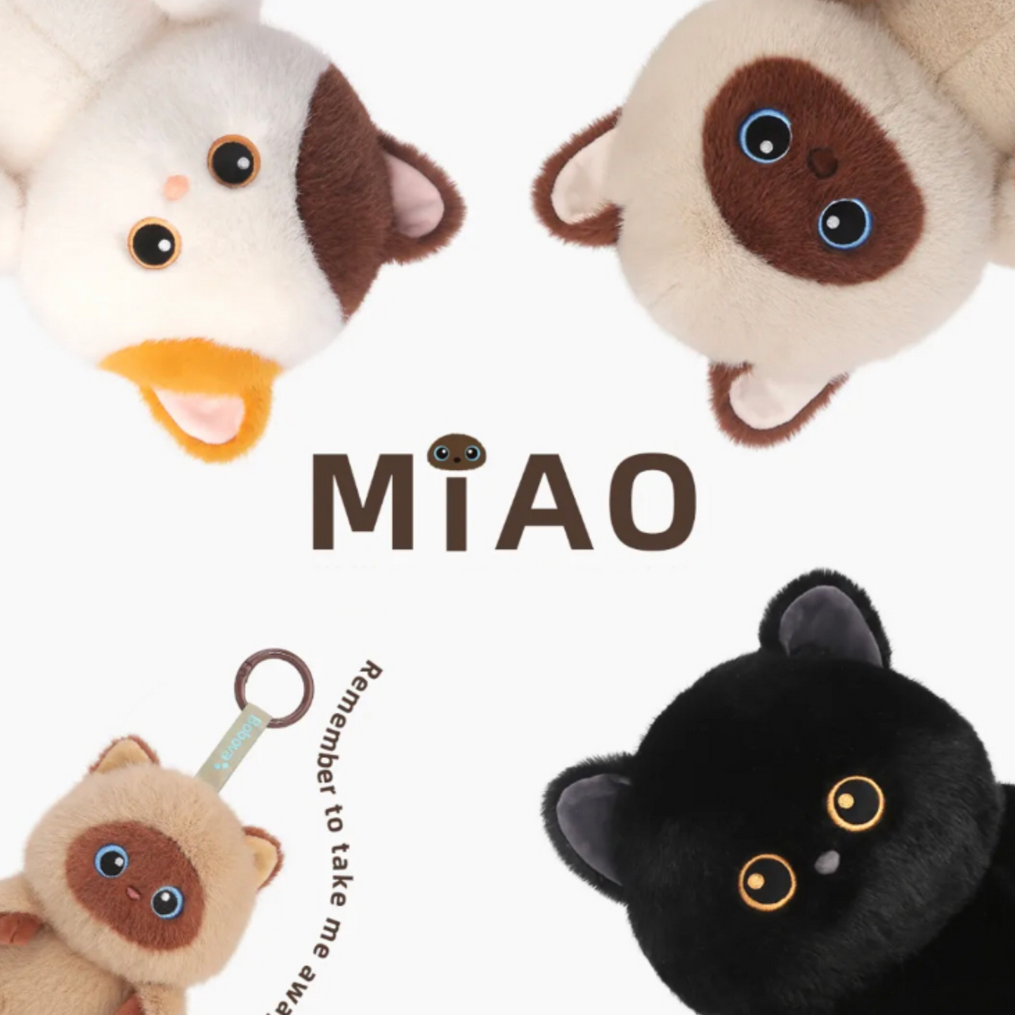 PlushyFriends Kawaii Cat Key Chain - Lumi, Midnight, Coco 15CM