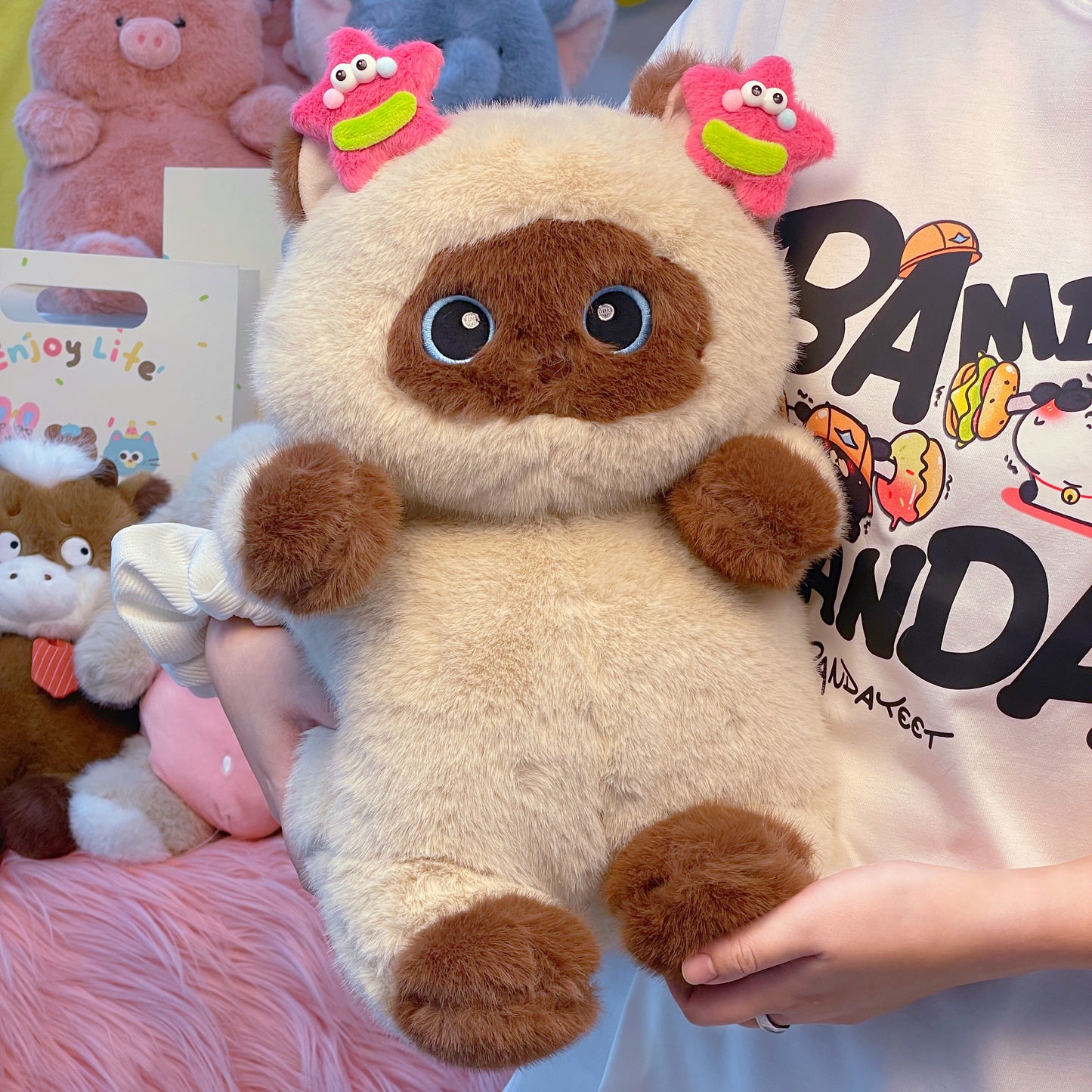 PlushyFriends Kawaii Cat Plushies  - Brown Coco 35CM