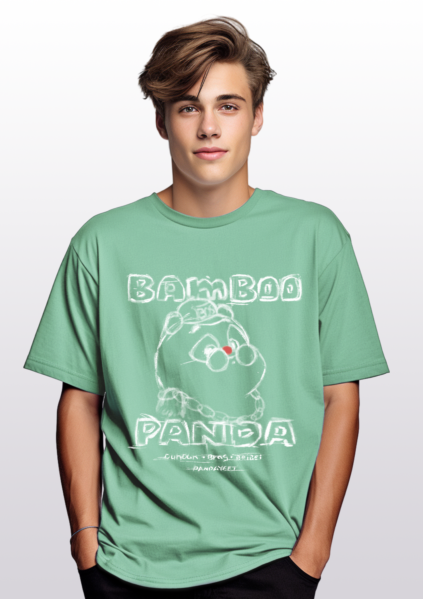 PandaYeet Official Bamboo Panda Ultra Comfy Short Sleeve T-Shirt | Sketchy Style | Green