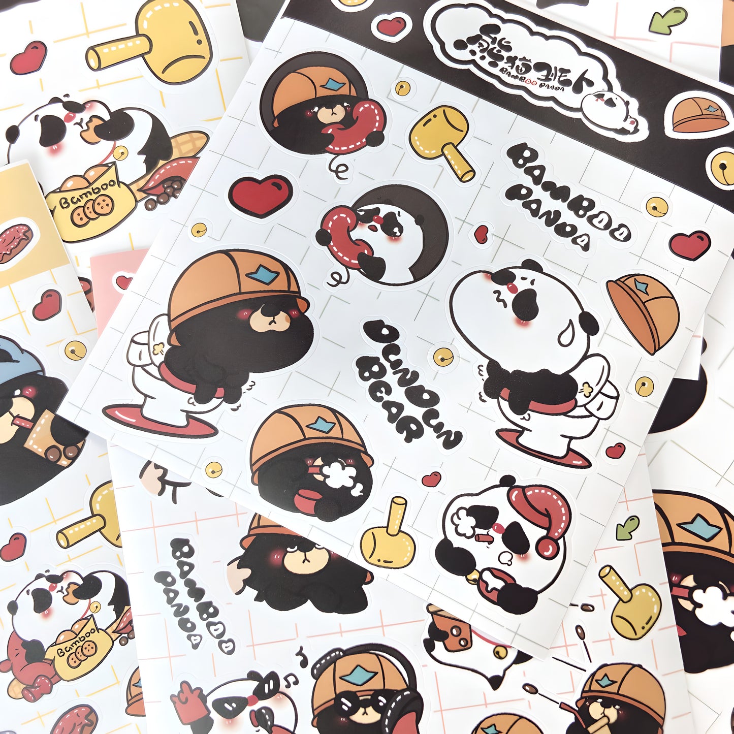 Bamboo Panda Cute Stickers | 3 Colors | 6 Sheets