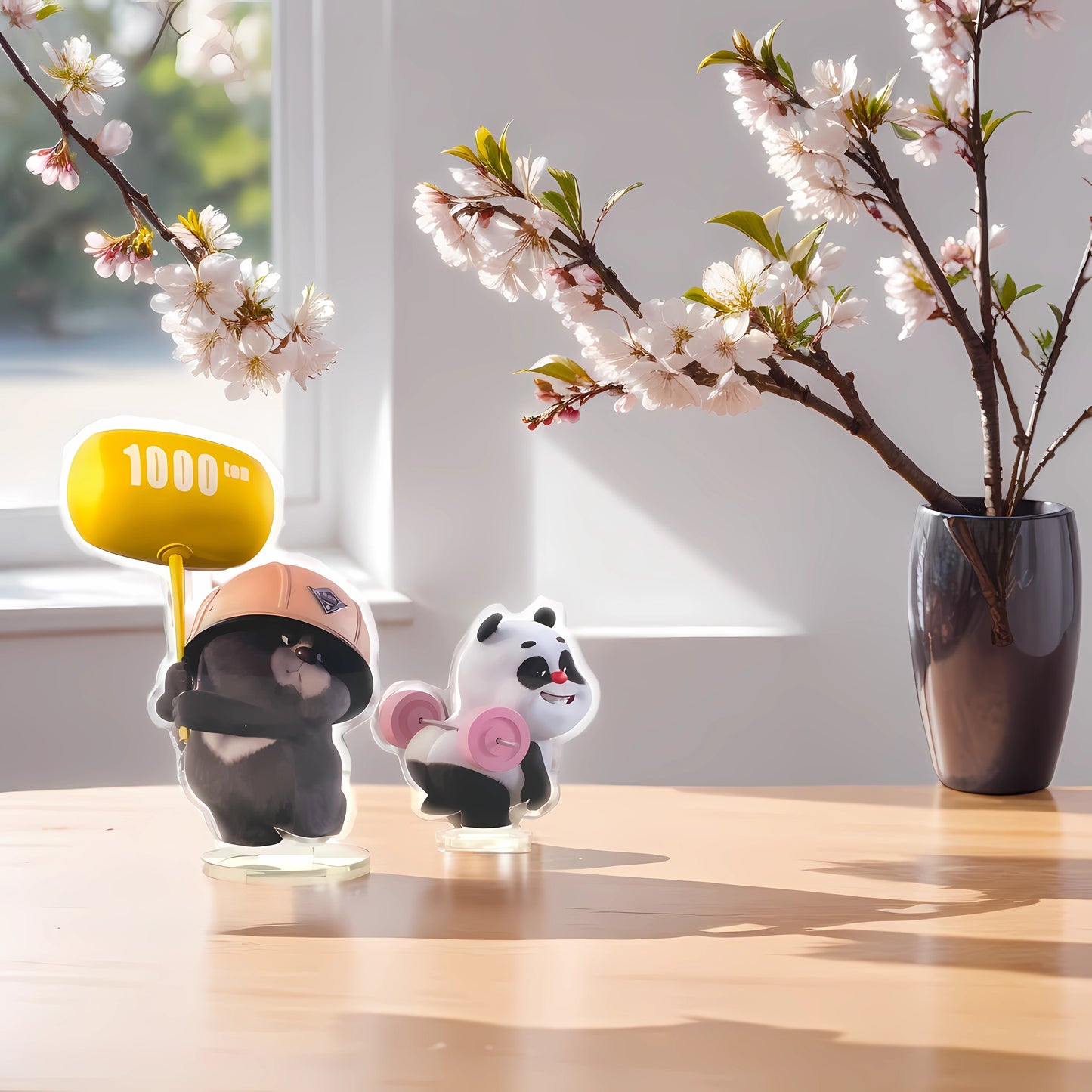 Bamboo Panda & Dundun Bear Acrylic Stand Figure | Desktop Standing Ornaments