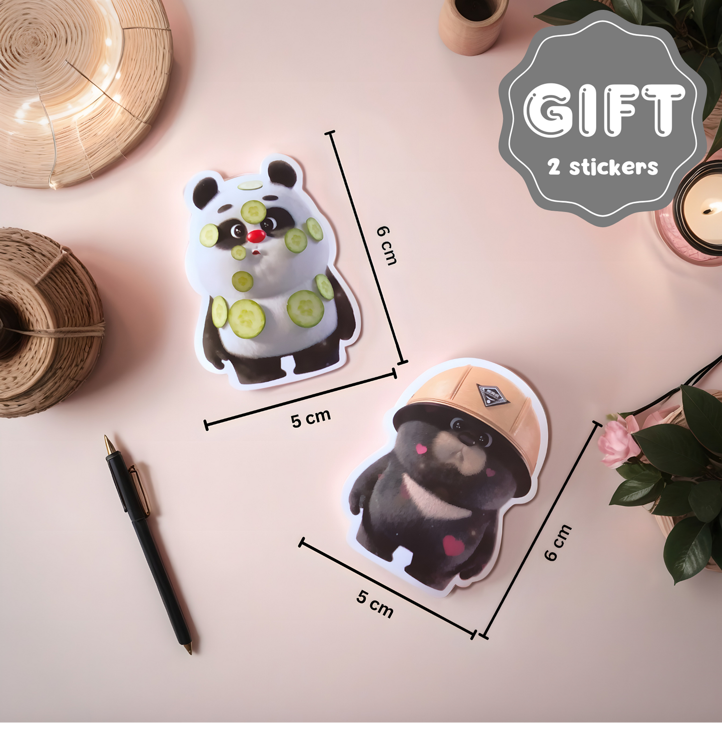 Bamboo Panda & Dundun Bear Button Badge Pins