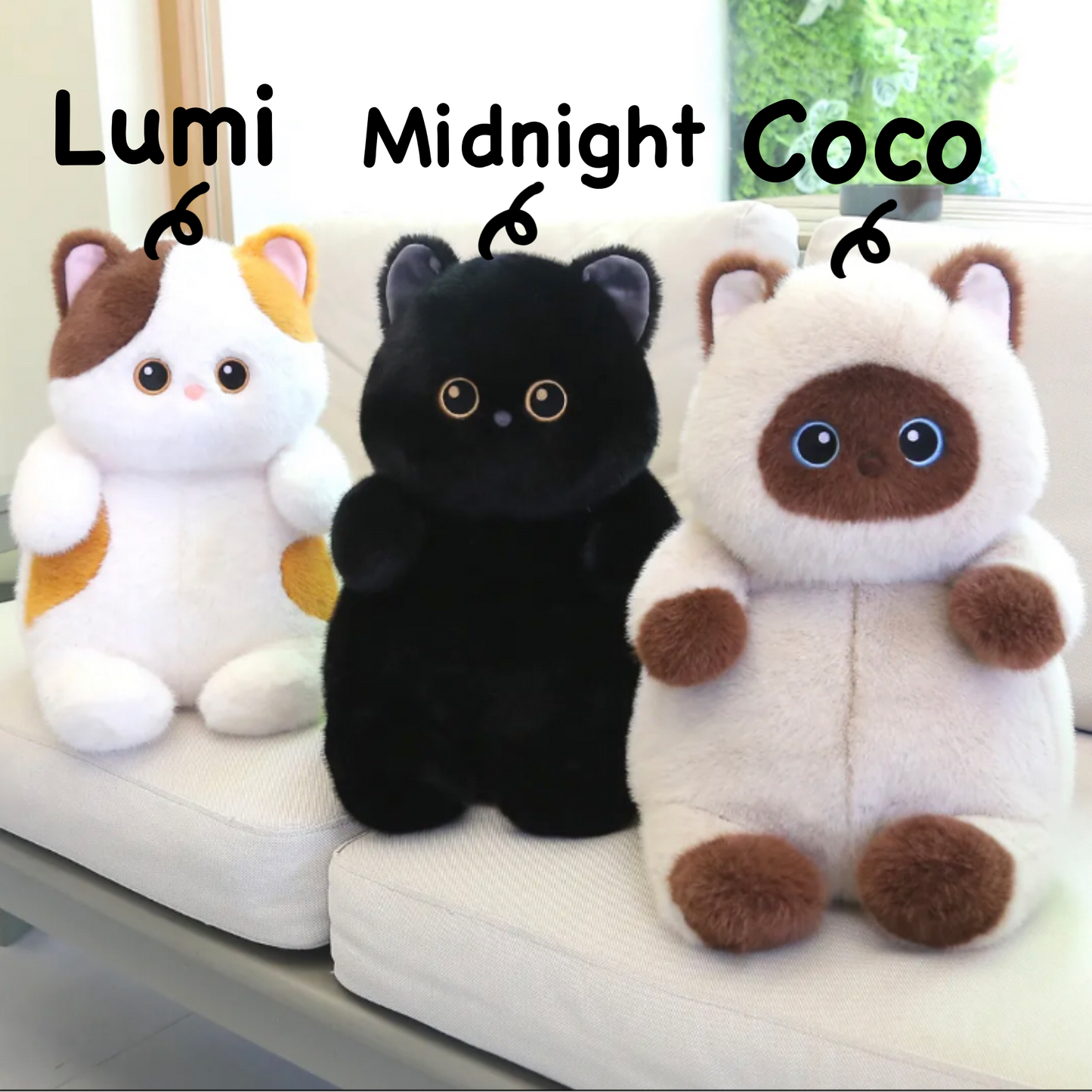PlushyFriends Kawaii Cat Plushies  - Black Midnight 35CM